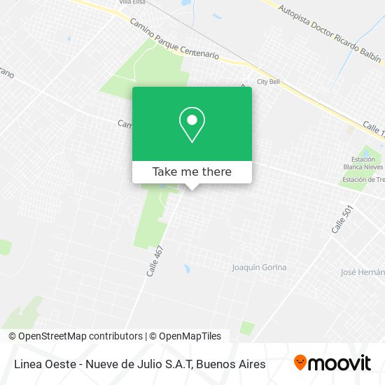 Mapa de Linea Oeste - Nueve de Julio S.A.T
