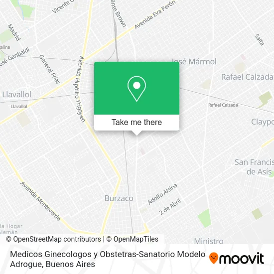 Mapa de Medicos Ginecologos y Obstetras-Sanatorio Modelo Adrogue