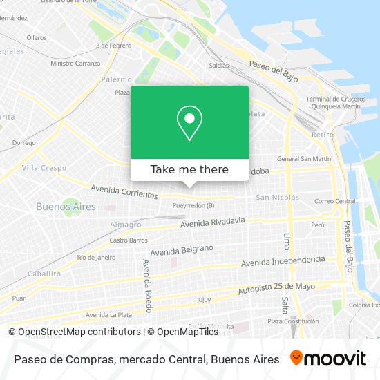 Mapa de Paseo de Compras, mercado Central