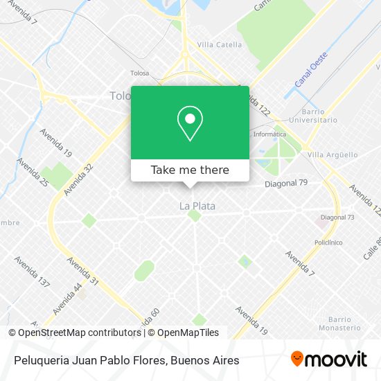 How to get to Peluqueria Juan Pablo Flores in La Plata by Colectivo or  Train?