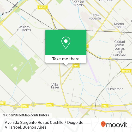 Mapa de Avenida Sargento Rosas Castillo / Diego de Villarroel