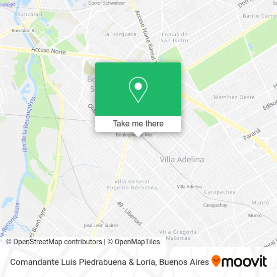 Comandante Luis Piedrabuena & Loria map