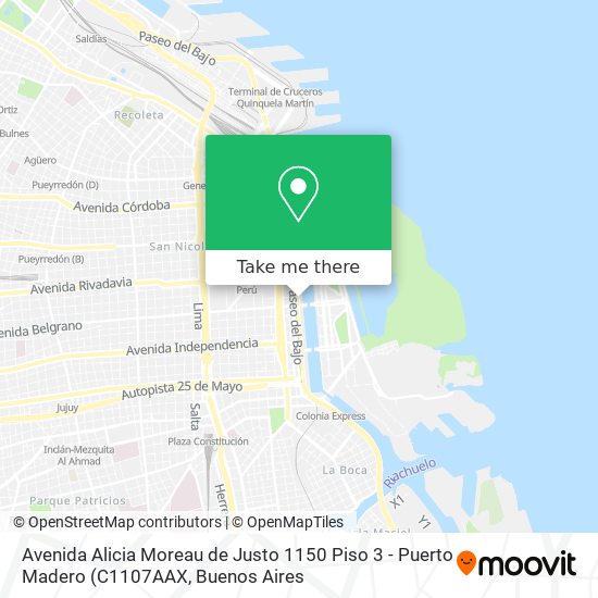 Avenida Alicia Moreau de Justo 1150 Piso 3 - Puerto Madero map
