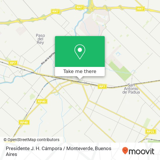 Mapa de Presidente J. H. Cámpora / Monteverde