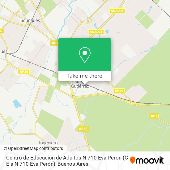 Mapa de Centro de Educacion de Adultos N 710 Eva Perón (C E a N 710 Eva Perón)