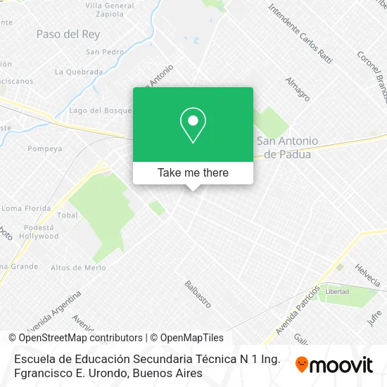 Mapa de Escuela de Educación Secundaria Técnica N 1 Ing. Fgrancisco E. Urondo