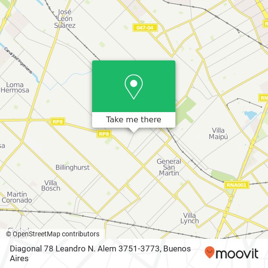 Mapa de Diagonal 78 Leandro N. Alem 3751-3773