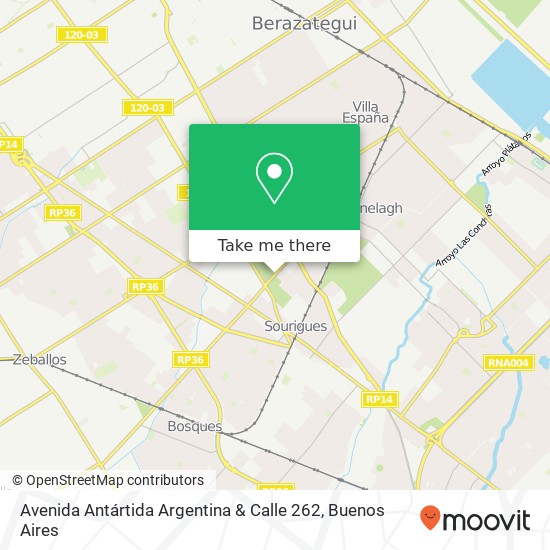 Avenida Antártida Argentina & Calle 262 map