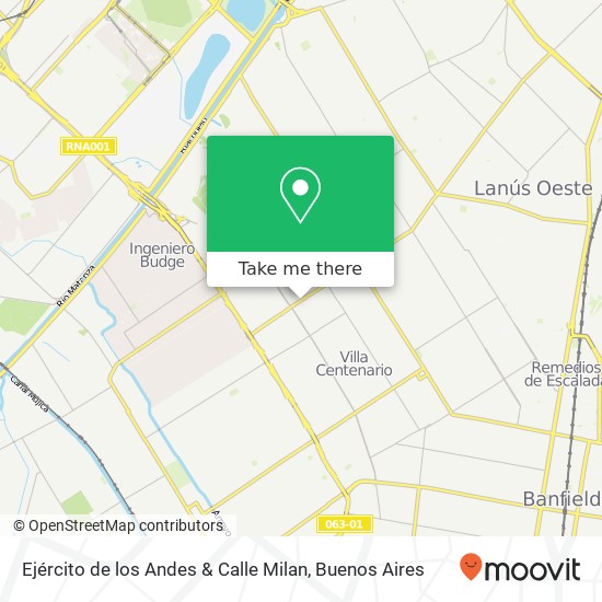 Ejército de los Andes & Calle Milan map