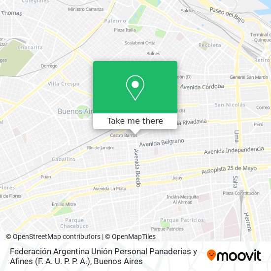 Federación Argentina Unión Personal Panaderias y Afines (F. A. U. P. P. A.) map