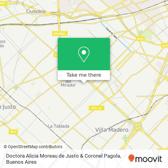 Doctora Alicia Moreau de Justo & Coronel Pagola map