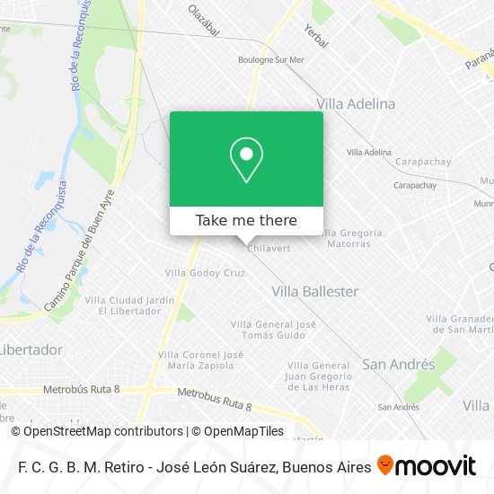 F. C. G. B. M. Retiro - José León Suárez map