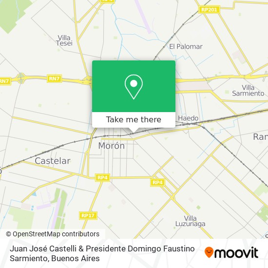 Juan José Castelli & Presidente Domingo Faustino Sarmiento map