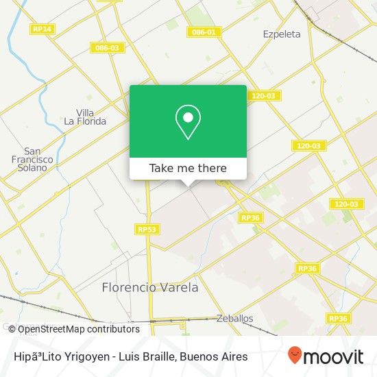 Hipã³Lito Yrigoyen - Luis Braille map