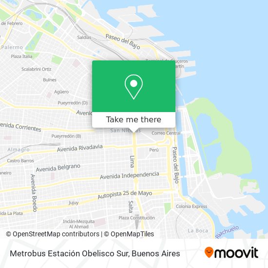 Metrobus Estación Obelisco Sur map