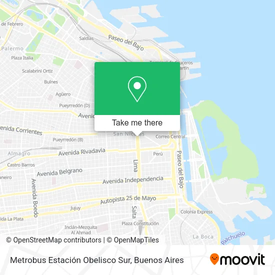 Mapa de Metrobus Estación Obelisco Sur