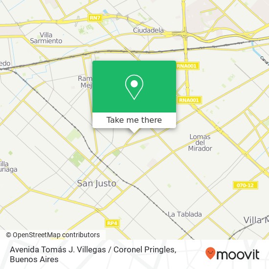 Avenida Tomás J. Villegas / Coronel Pringles map