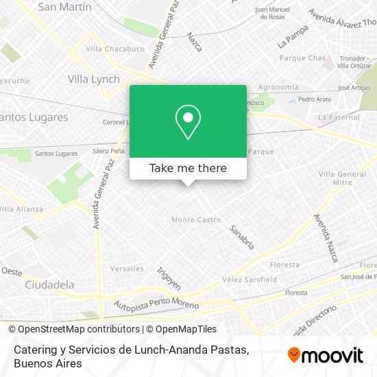 Mapa de Catering y Servicios de Lunch-Ananda Pastas