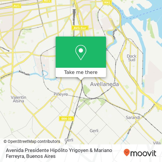 Mapa de Avenida Presidente Hipólito Yrigoyen & Mariano Ferreyra
