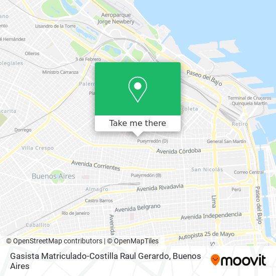 Mapa de Gasista Matriculado-Costilla Raul Gerardo