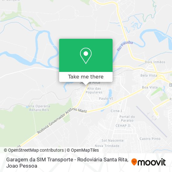 Mapa Garagem da SIM Transporte - Rodoviária Santa Rita