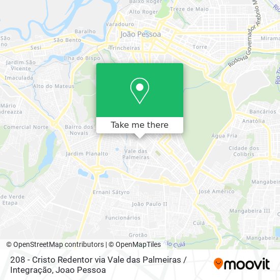 208 - Cristo Redentor via Vale das Palmeiras / Integração map