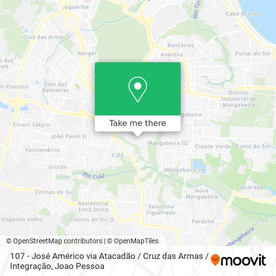 107 - José Américo via Atacadão / Cruz das Armas / Integração map