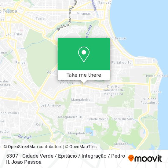 5307 - Cidade Verde / Epitácio / Integração / Pedro II map