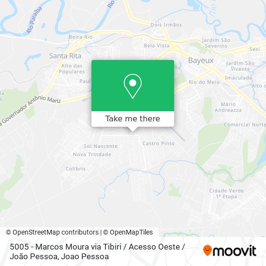 5005 - Marcos Moura via Tibiri / Acesso Oeste / João Pessoa map