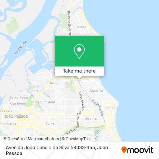 Mapa Avenida João Câncio da Silva 58033-455