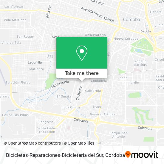 Mapa de Bicicletas-Reparaciones-Bicicleteria del Sur