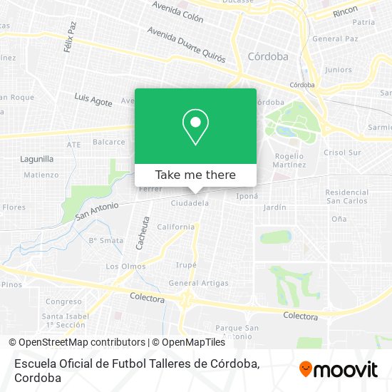 Mapa de Escuela Oficial de Futbol Talleres de Córdoba