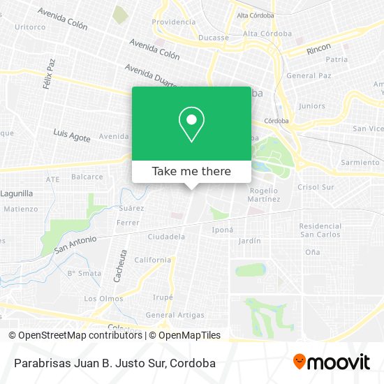 Parabrisas Juan B. Justo Sur map