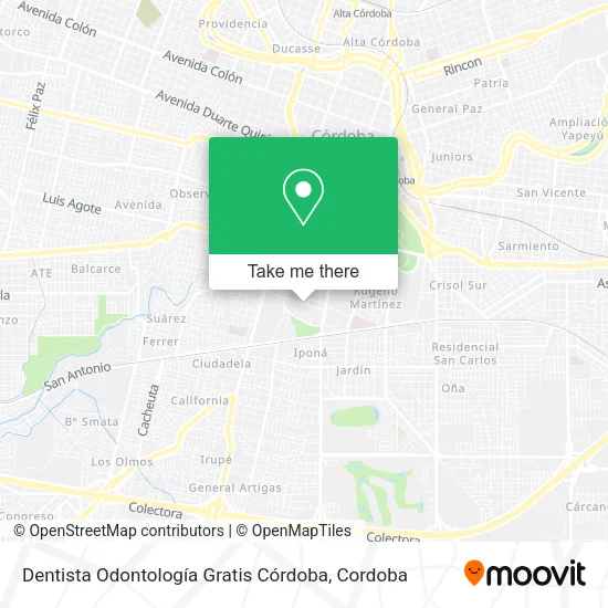 Mapa de Dentista Odontología Gratis Córdoba