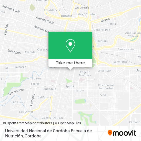 Universidad Nacional de Córdoba Escuela de Nutrición map