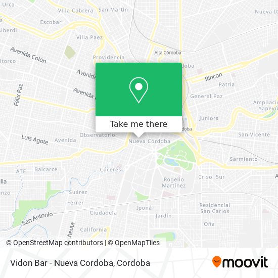 Mapa de Vidon Bar - Nueva Cordoba