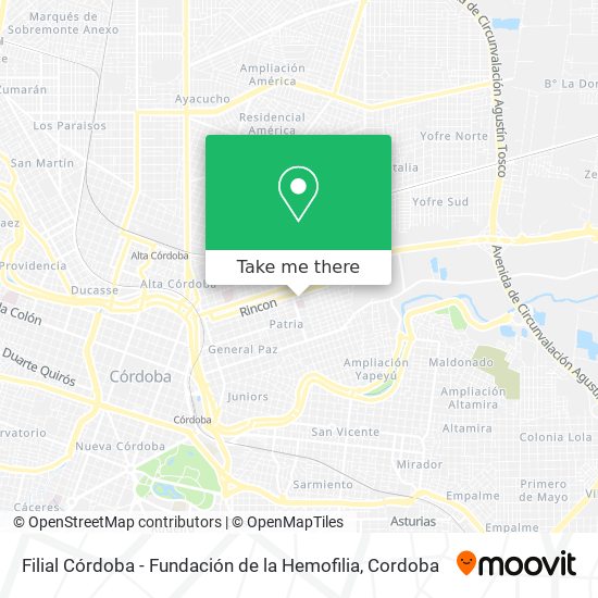 Filial Córdoba - Fundación de la Hemofilia map