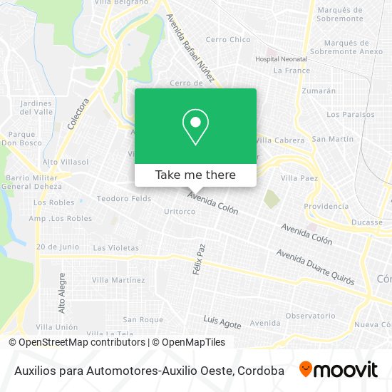 Auxilios para Automotores-Auxilio Oeste map
