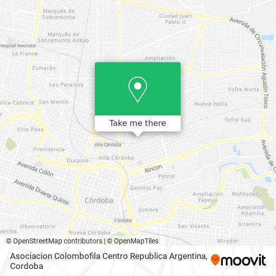 Mapa de Asociacion Colombofila Centro Republica Argentina