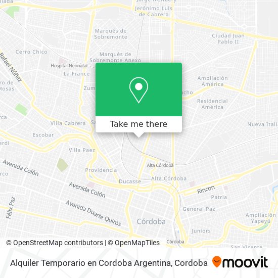 Mapa de Alquiler Temporario en Cordoba Argentina