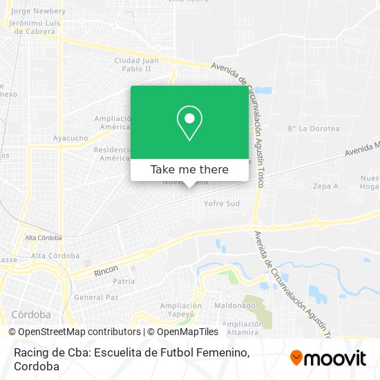 Racing de Cba: Escuelita de Futbol Femenino map