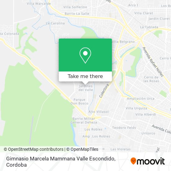 Gimnasio Marcela Mammana Valle Escondido map