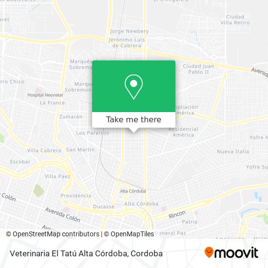 Mapa de Veterinaria El Tatú Alta Córdoba