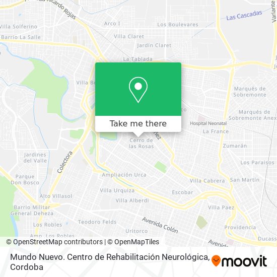 Mapa de Mundo Nuevo. Centro de Rehabilitación Neurológica