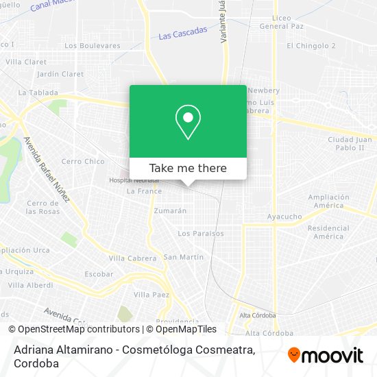 Adriana Altamirano - Cosmetóloga Cosmeatra map