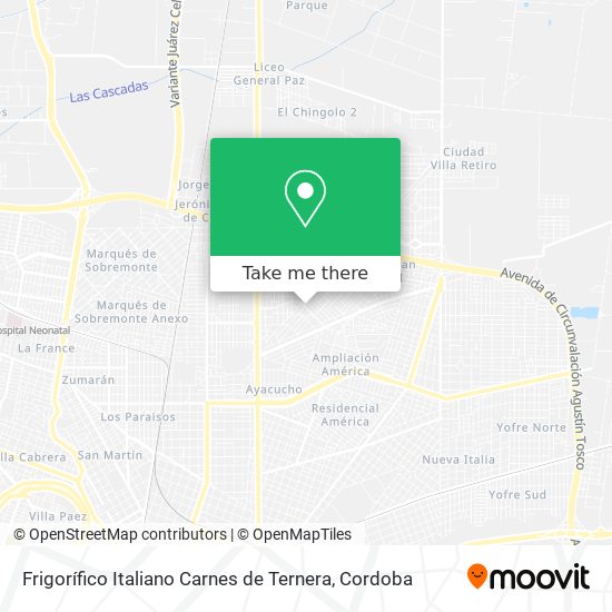 Mapa de Frigorífico Italiano Carnes de Ternera