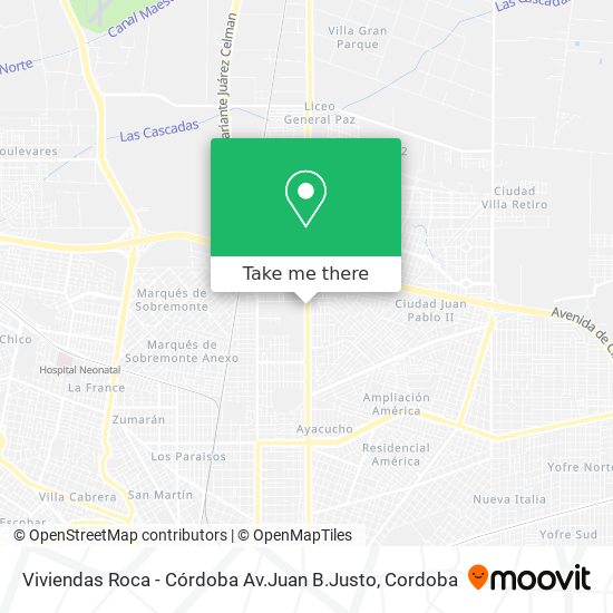 Mapa de Viviendas Roca - Córdoba Av.Juan B.Justo