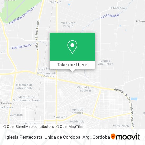 Mapa de Iglesia Pentecostal Unida de Cordoba. Arg.