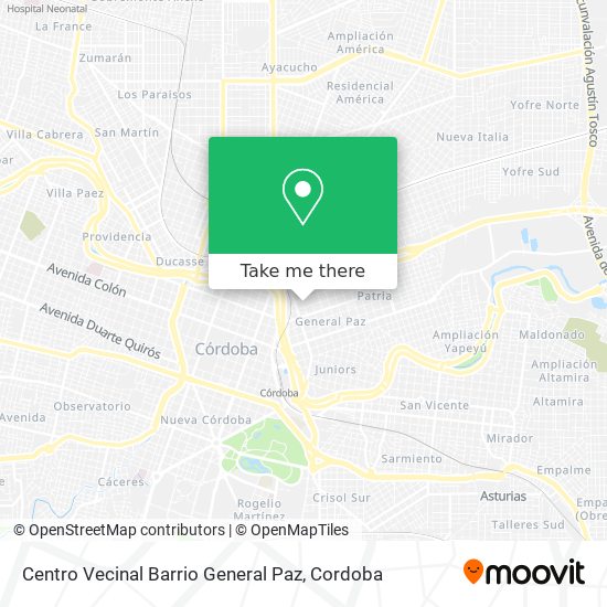 Mapa de Centro Vecinal Barrio General Paz