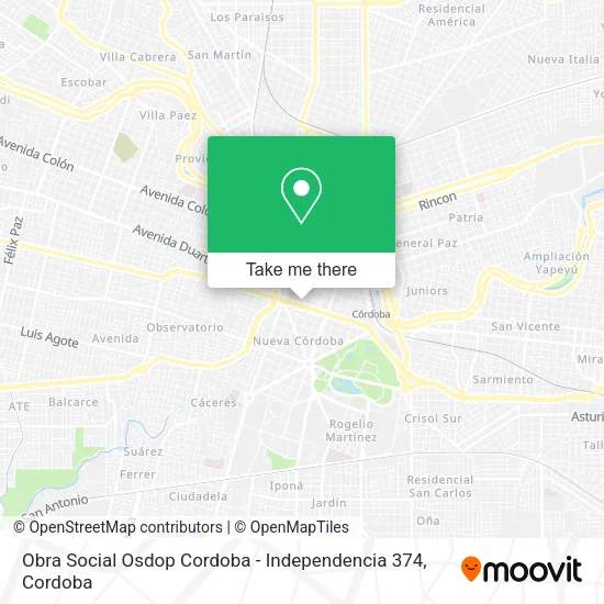 Obra Social Osdop Cordoba - Independencia 374 map